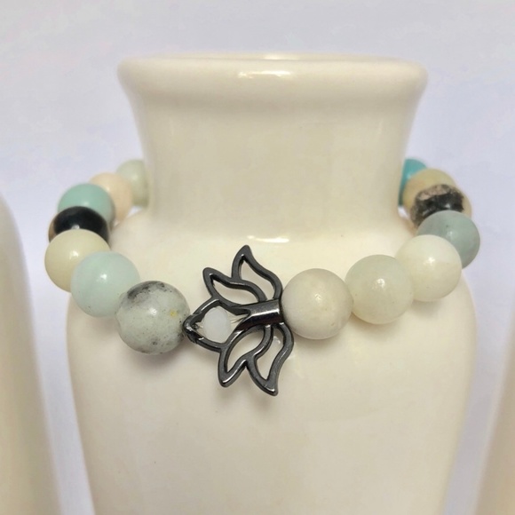Ashley Jane Milan Jewelry - Amazonite Gemstone Blue Beaded Bracelet-1008